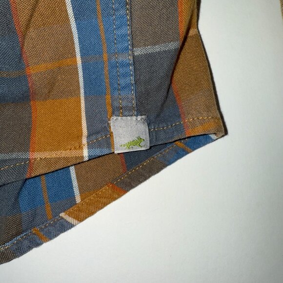 Horny Toad Men's Plaid Mojo Button-Down Long-Sleeve Size XL Orange Blue Tan - Picture 6 of 10